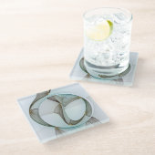 Abstract Modern Turquoise Brown Gold Elegance Glasuntersetzer (Schrägansicht)