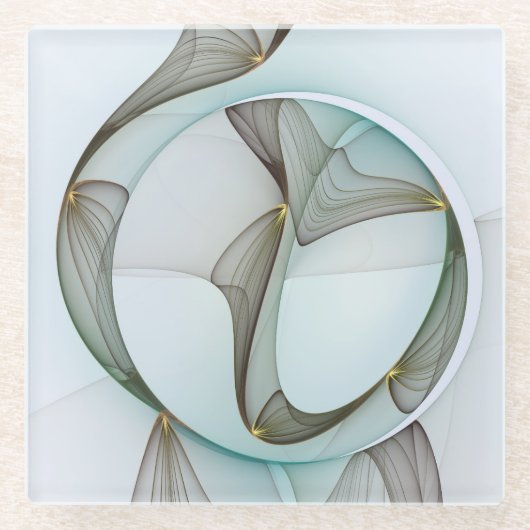 Abstract Modern Turquoise Brown Gold Elegance Glasuntersetzer (Vorderseite)