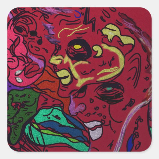 Abstract Moon Galaxy Art Square Stickers (Vorderseite)