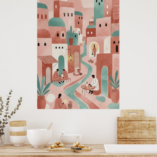 Abstract Moroccan Market Vibe Poster (Küche)