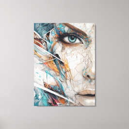 Abstract mosaic woman face paintiImpressão em Tela Leinwanddruck