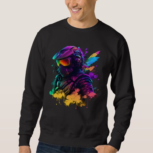 Abstract motorcyclist synthwave sweatshirt (Vorderseite)