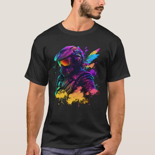 Abstract motorcyclist synthwave T-Shirt (Vorderseite)