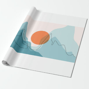 Abstract mountain range landscape, flat scenery ba geschenkpapier