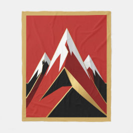 Abstract Mountain Range Red Black Gold Fleecedecke