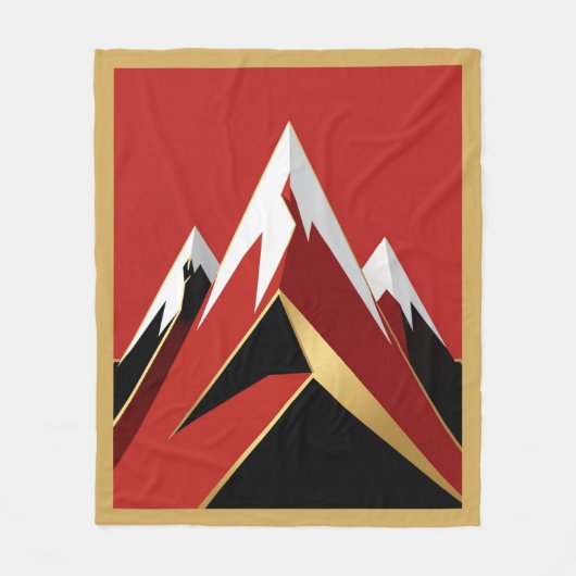 Abstract Mountain Range Red Black Gold Fleecedecke (Vorderseite)