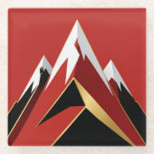 Abstract Mountain Range Red Black Gold Glasuntersetzer (Vorderseite)
