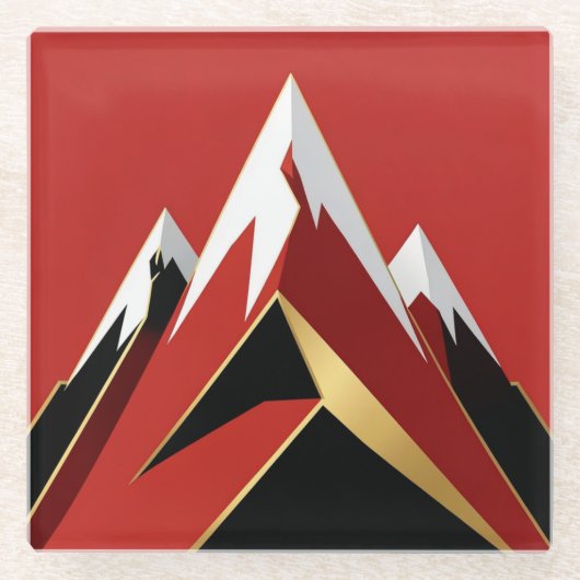 Abstract Mountain Range Red Black Gold Glasuntersetzer (Vorderseite)