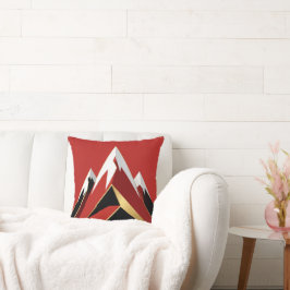 Abstract Mountain Range Red Black Gold Kissen