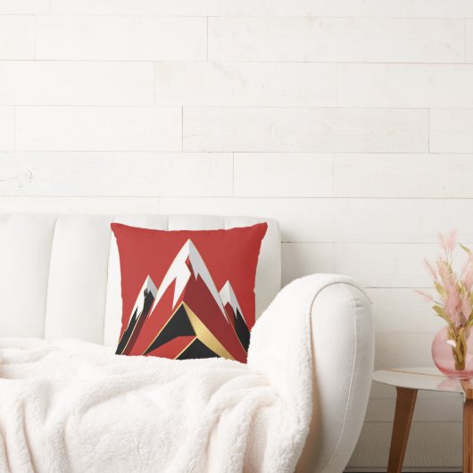 Abstract Mountain Range Red Black Gold Kissen (Liege)