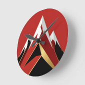 Abstract Mountain Range Red Black Gold Runde Wanduhr (Winkel)
