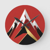 Abstract Mountain Range Red Black Gold Runde Wanduhr (Vorderseite)