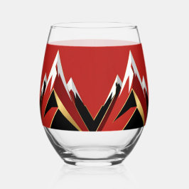 Abstract Mountain Range Red Black Gold Weinglas Ohne Stiel