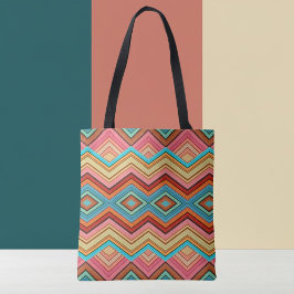 Abstract Multi-Color Zig Zag Stripes Tote Tasche