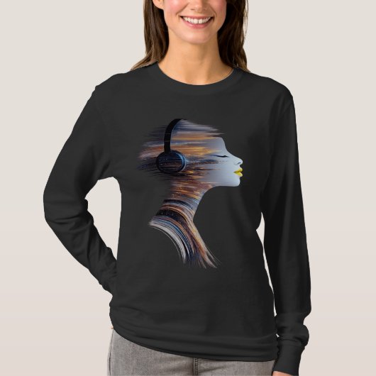 Abstract Music Portrait Women Long Sleeve T-Shirt (Vorderseite)