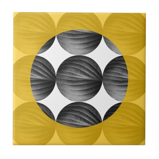 Abstract Mustard Yellow and Grey Fliese (Vorderseite)