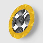 Abstract Mustard Yellow and Grey Runde Wanduhr (Winkel)