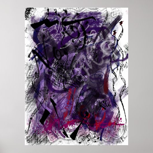 Abstract Mystical Purple Brush Strokes Wall Art    Poster (Vorne)
