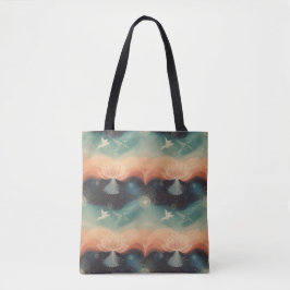 Abstract Nature: Minimalist Lotus & Bird Design Tasche
