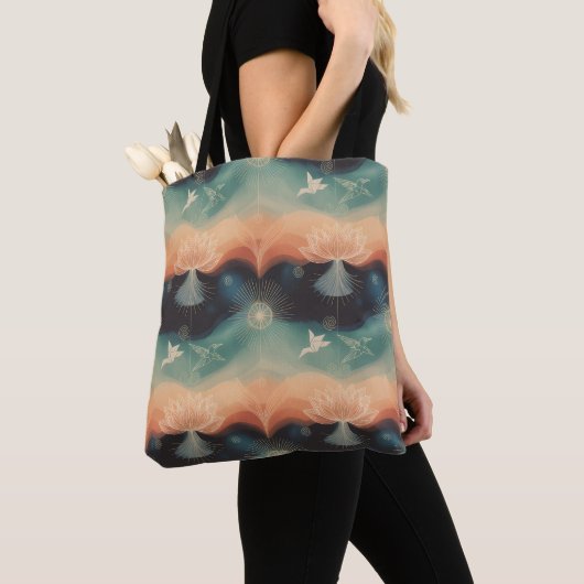 Abstract Nature: Minimalist Lotus & Bird Design Tasche (Von Nahem)
