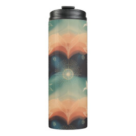Abstract Nature: Minimalist Lotus & Bird Design Thermosbecher