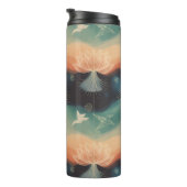 Abstract Nature: Minimalist Lotus & Bird Design Thermosbecher (Nach rechts gedreht)