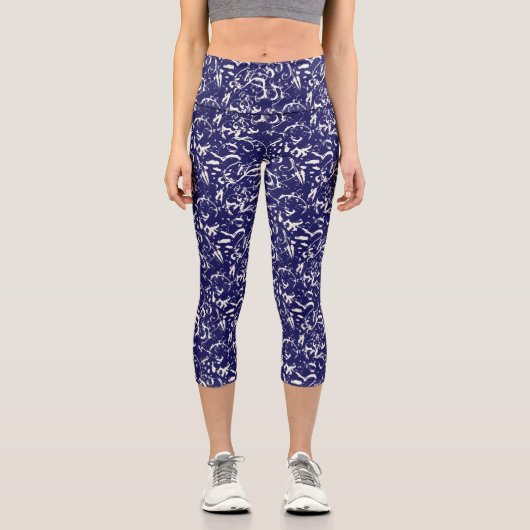 Abstract Navy Blue Capris (Vorderseite)