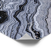 Abstract Navy Blue Grey Marble Stone vein Texture  Poster (Ecke)