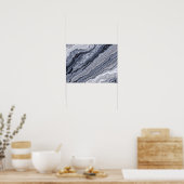 Abstract Navy Blue Grey Marble Stone vein Texture Poster (Küche)