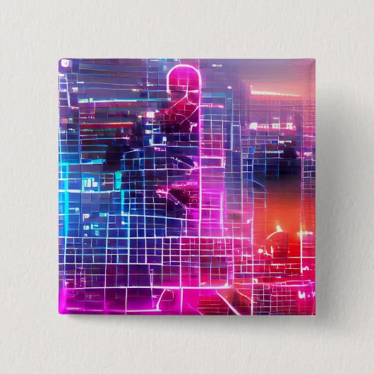 Abstract neon art T-Shirt Button (Vorderseite)