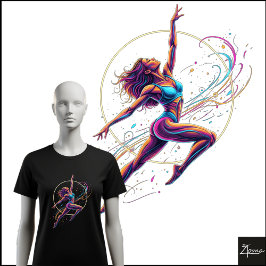 Abstract Neon Dancer Dynamic Leap Illustration Tri-Blend Shirt
