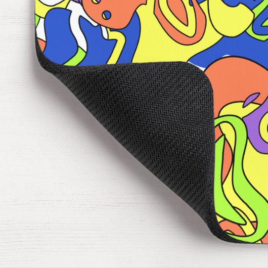 Abstract Neon Doodle Maze Pattern Mousepad (Ecke)