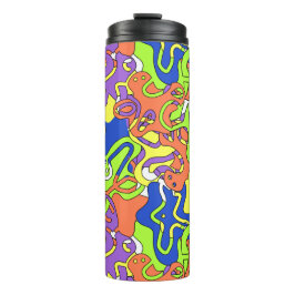 Abstract Neon Doodle Maze Pattern Thermosbecher