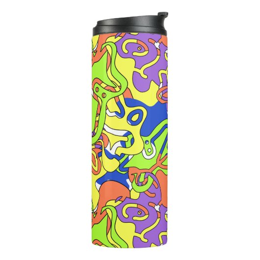 Abstract Neon Doodle Maze Pattern Thermosbecher (Nach links gedreht)