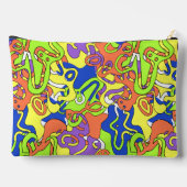 Abstract Neon Doodle Maze Pattern Zubehörtasche (Rückseite)