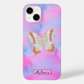 Abstract neon pink Acrylic Butterfly Monogram Case-Mate iPhone Hülle (Rückseite)