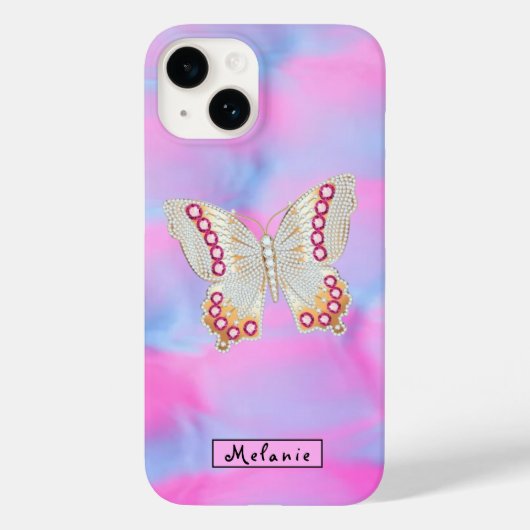 Abstract neon pink Acrylic Butterfly Monogram Case-Mate iPhone Hülle (Rückseite)