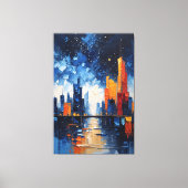 Abstract Night Skyline Impasto Canvas Print Leinwanddruck (Vorderseite)