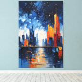 Abstract Night Skyline Impasto Canvas Print Leinwanddruck (Insitu (Holzboden))