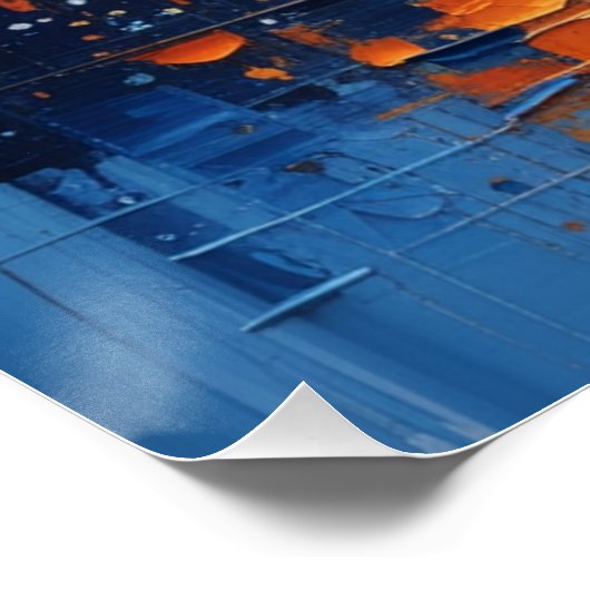 Abstract Night Skyline Impasto Poster (Ecke)