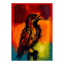 Abstract Nightingale in Color Fields Expressionist