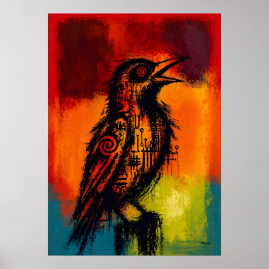 Abstract Nightingale in Color Fields Expressionist Poster (Vorne)