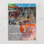 Abstract Numbers Letters Grunge collage Postkarte (Vorderseite)