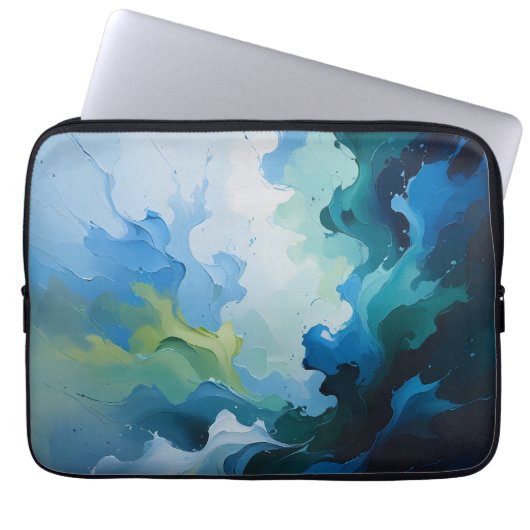 Abstract Ocean Breeze – Fluid Blue & Green Art Laptopschutzhülle (Vorderseite)