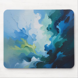 Abstract Ocean Breeze – Fluid Blue & Green Art Mousepad