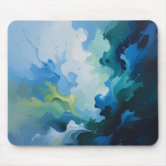 Abstract Ocean Breeze – Fluid Blue & Green Art Mousepad (Vorne)