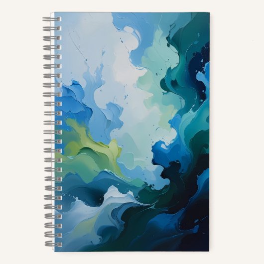 Abstract Ocean Breeze – Fluid Blue & Green Art Notizblock (Vorderseite)