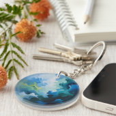 Abstract Ocean Breeze – Fluid Blue & Green Art Schlüsselanhänger (Vorderseite rechts)