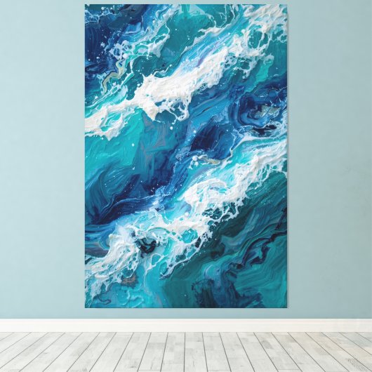 Abstract Ocean Wave Texture Canvas Print Leinwanddruck (Insitu (Holzboden))