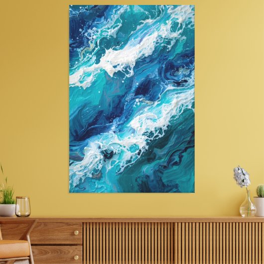 Abstract Ocean Wave Texture Canvas Print Leinwanddruck (Insitu (Wohnzimmer))